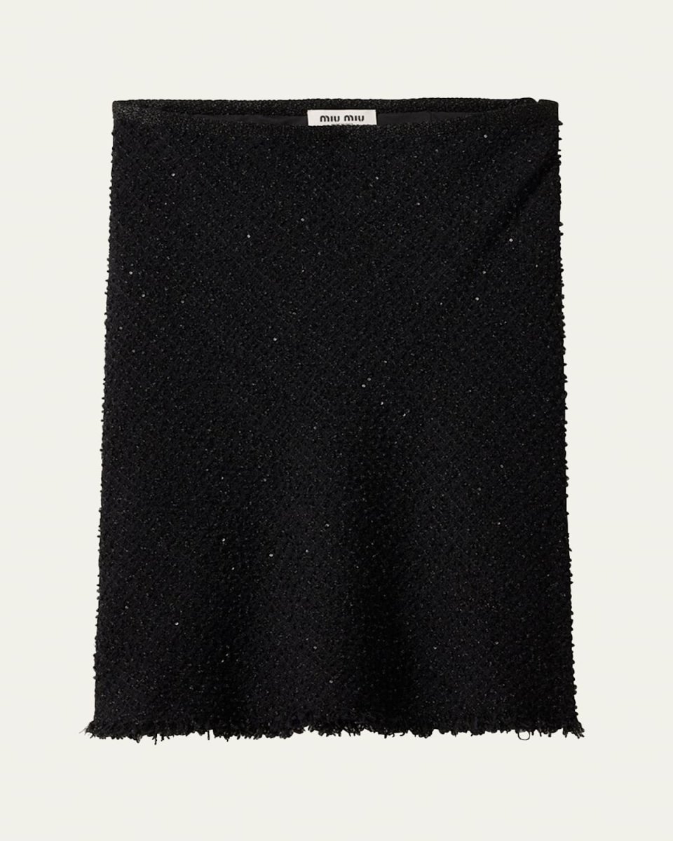 Lurex Wool Frayed Hem Skirt